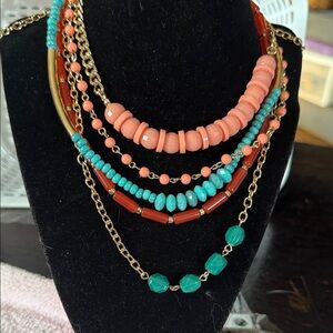Multicolor Beaded Necklace with Gold Accents